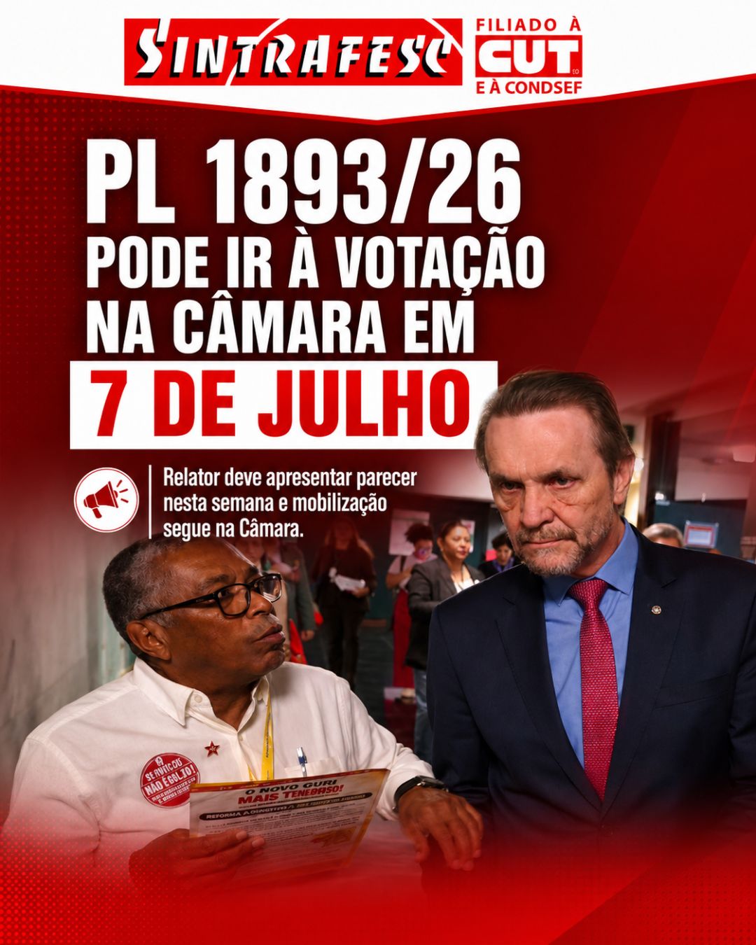 Expectativa é de que PL 1893/26 vá para votação no Plenário da Câmara dia 7 de julho