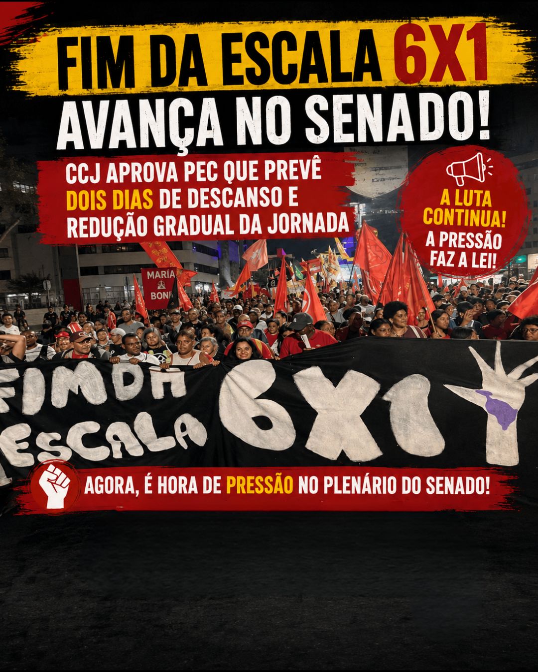 Fim da escala 6x1 é aprovado na CCJ; votação no plenário do Senado será marcada