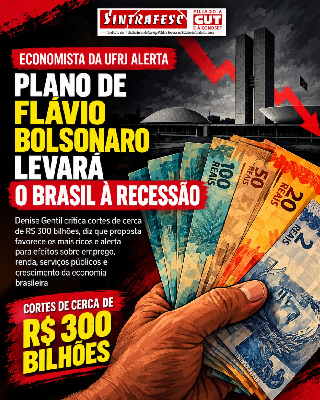 Economista da UFRJ alerta: plano de Flávio Bolsonaro levará o Brasil à recessão