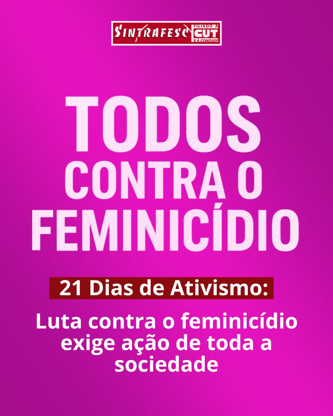 21 Dias de Ativismo: Luta contra o feminicídio exige ação de toda a sociedade 