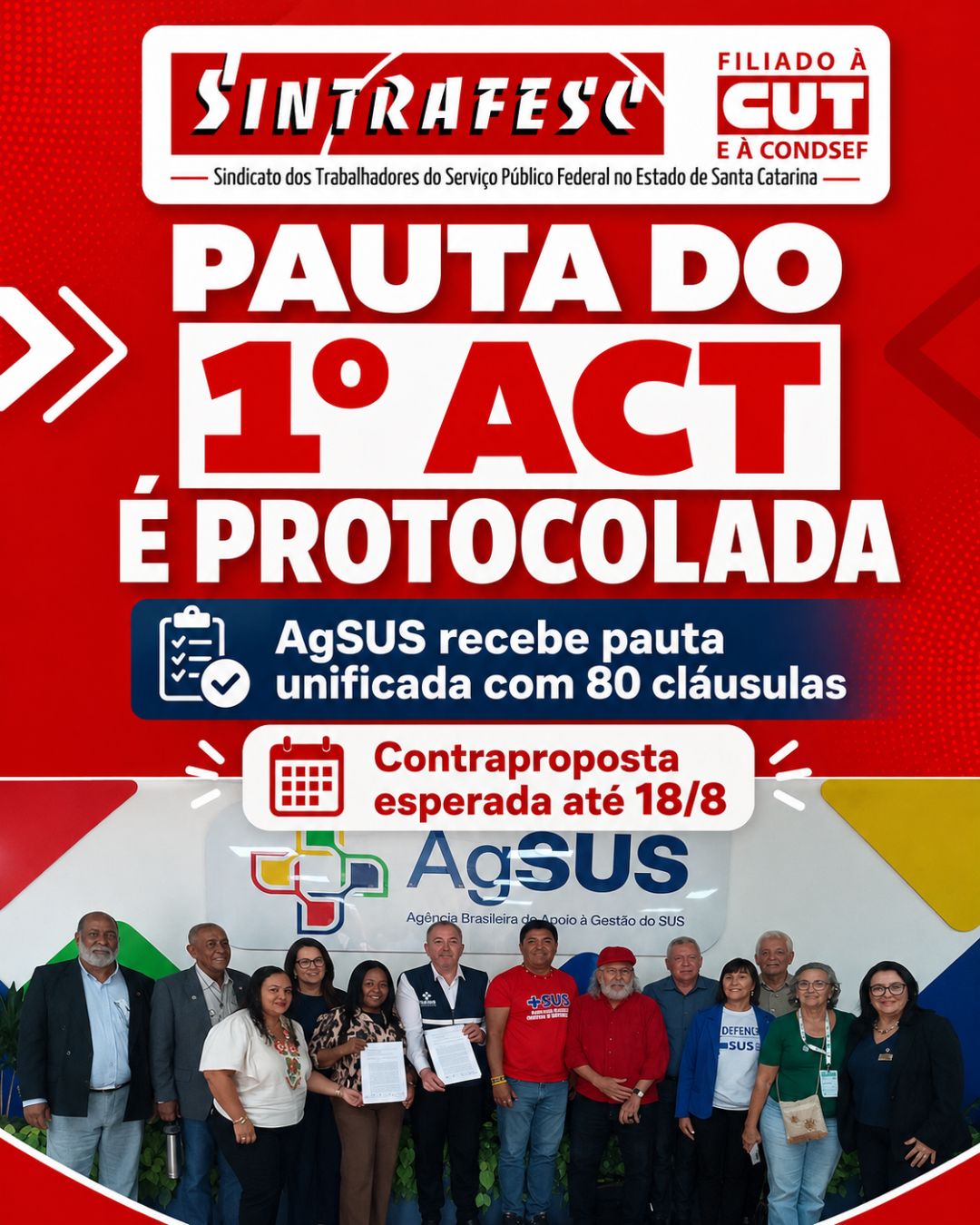 Pauta unificada do ACT dos trabalhadores da AgSUS foi protocolada nesta terça, 11