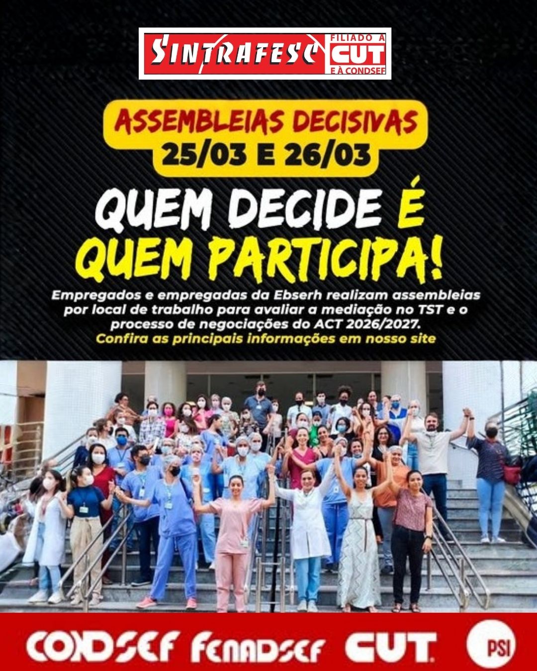 Ebserh: Assembleias definem próximos passos da categoria em torno do ACT 2026/2027